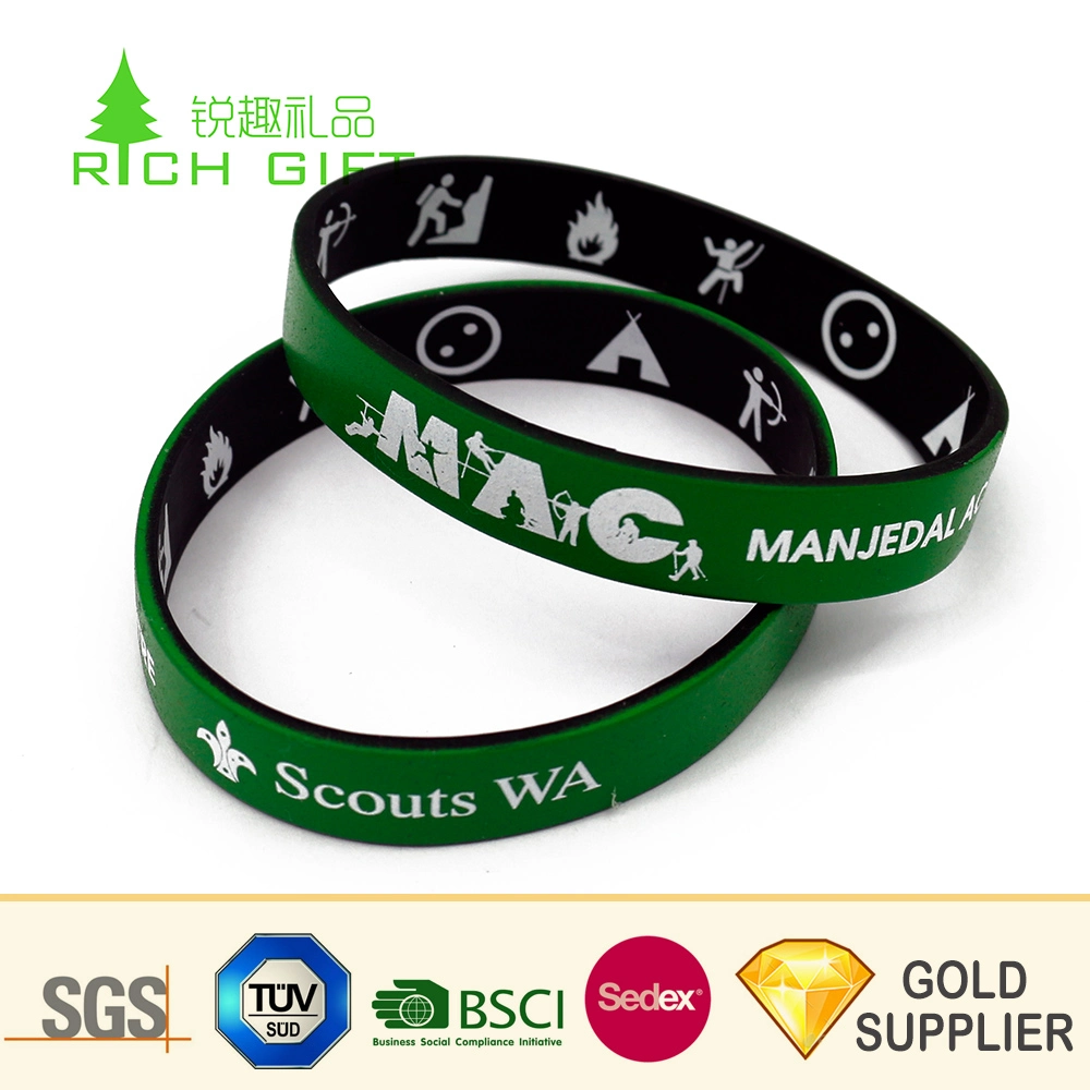 Chinese Supplier Custom Eco Friendly Screen Printing Silicone Wristband Laser Engraving Logo