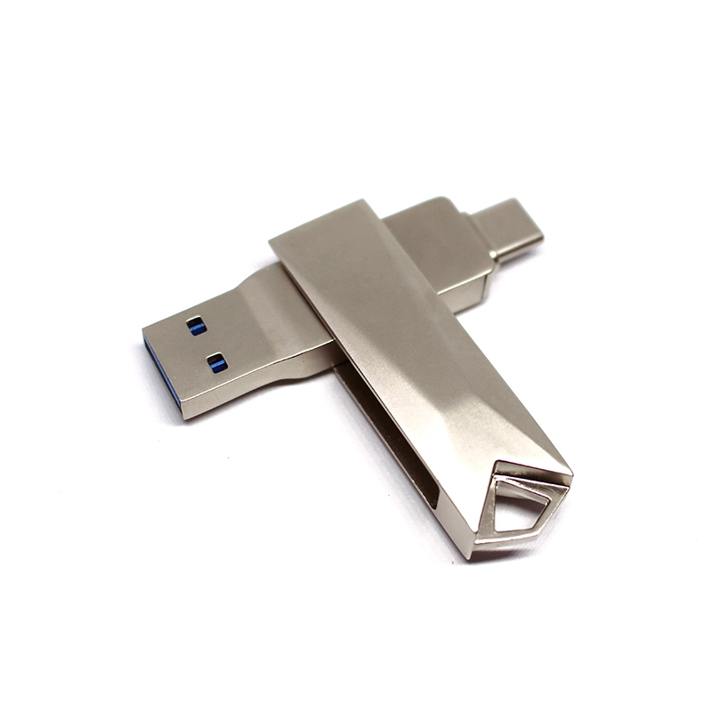 Mobile Phone USB Typec/USB3.0 Dual Port USB Disk High Speed 3.0 Metal Rotation USB Flash Drive (T013)