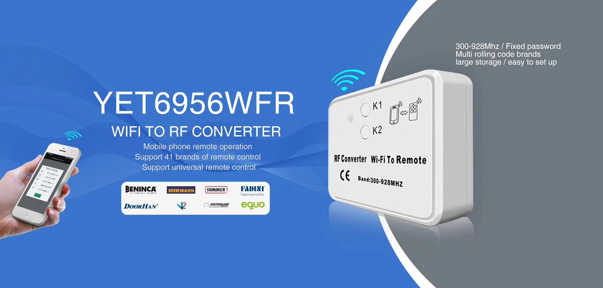 2021 New Arrival Automatic Identification Multi-Frequency 300-982MHz RF Converter WiFi to Remote Yet6956