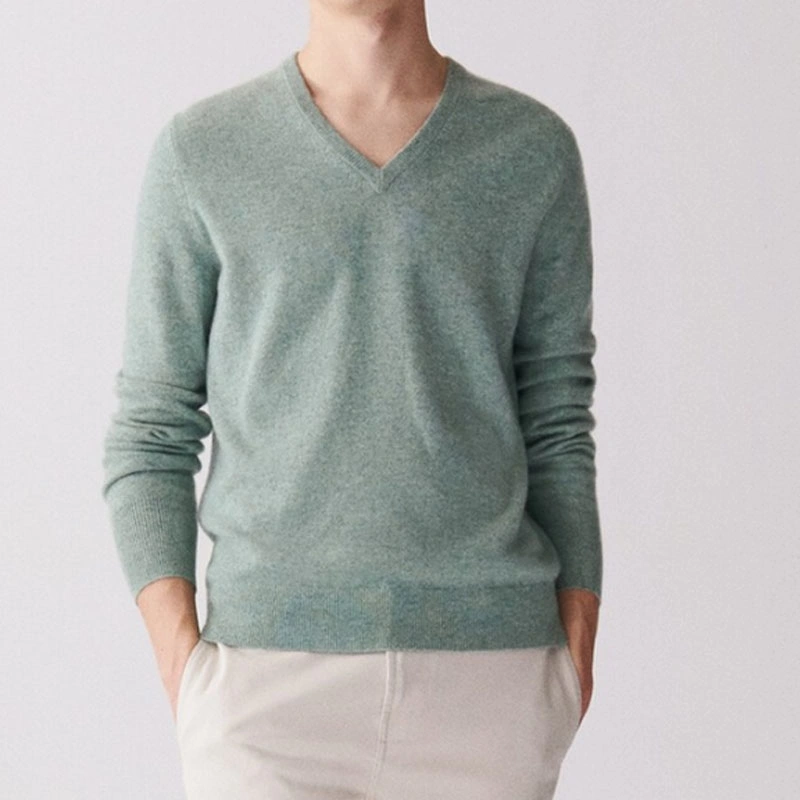 Fashion Clothing 100% Cashmere V-Neck Men Pullover Sweater Knitted Apparel