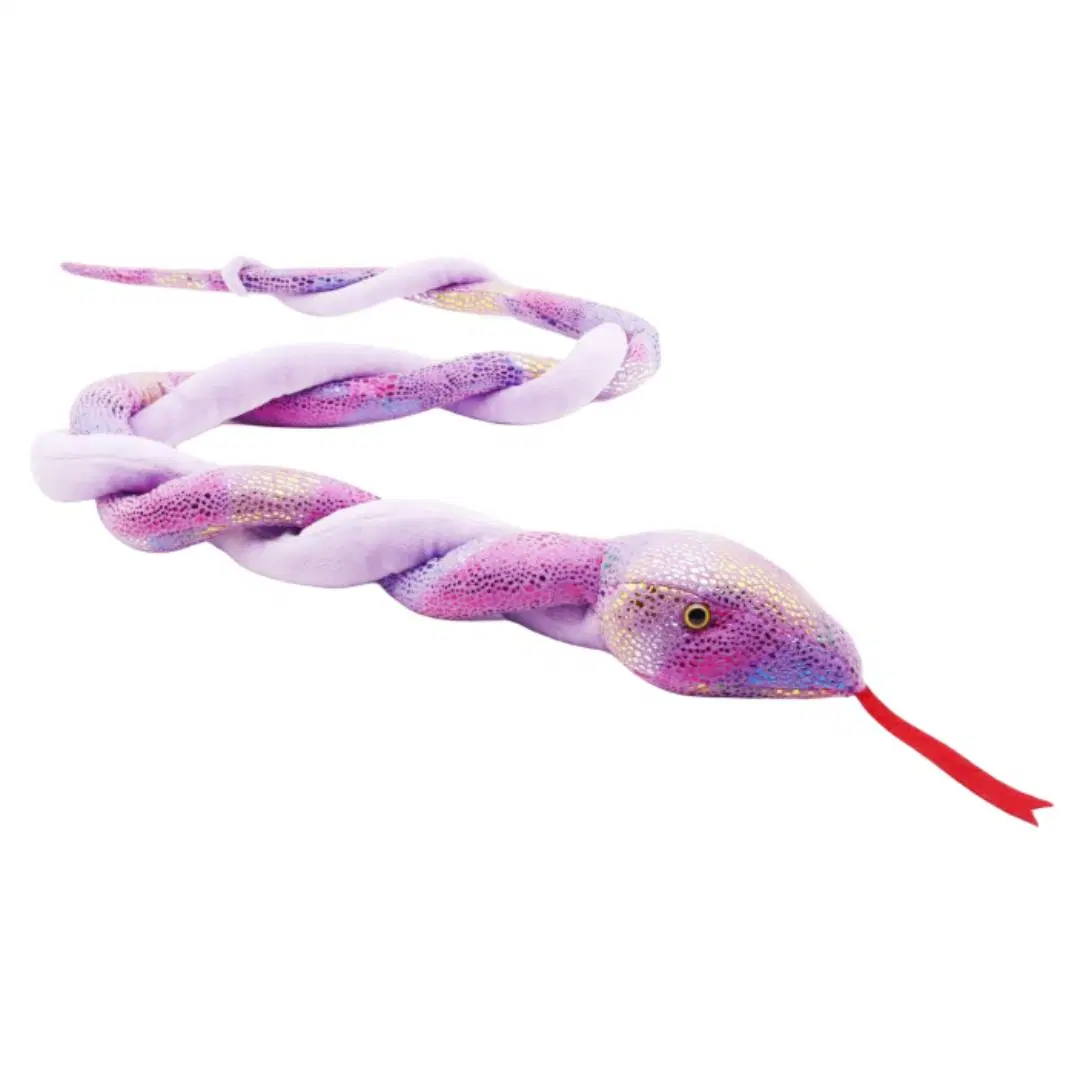 Promotion Plastic Eyes Two-Tone Sequined Twisty Snake Soft Stuffed Twist Snake Adventure Planet 131cm Plush Sparkle Animal Purple Twisted Snakes Toy