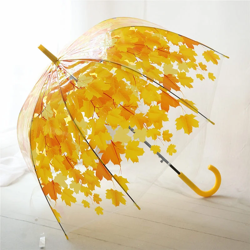 Fancy Eye-Catching Stylish Clear Vibrant Tone-to-Tone Printed Dome-Shaped Transparent PVC Umbrella