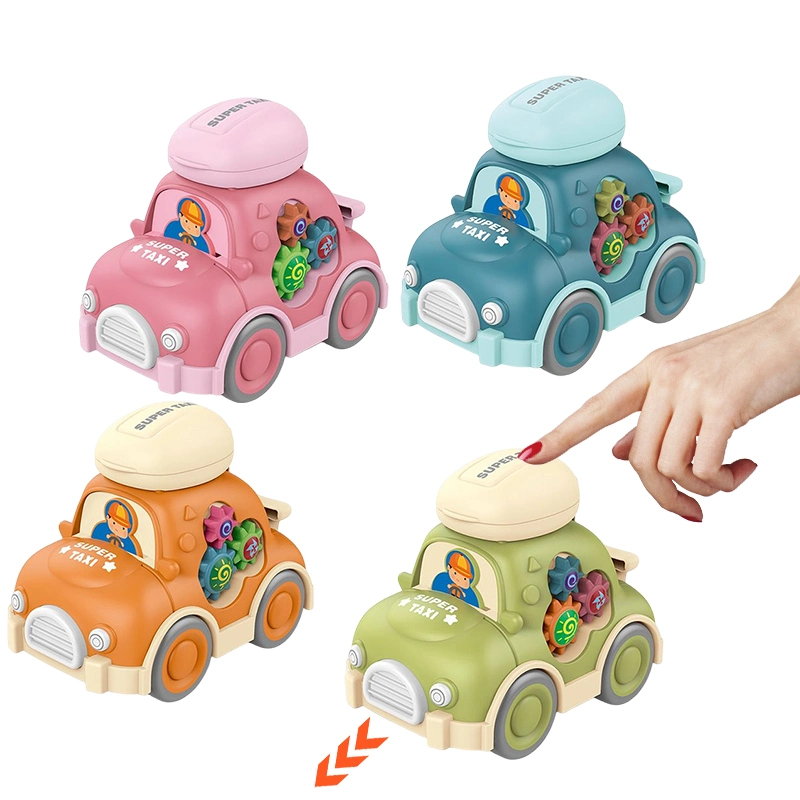 Multi Color Mini Baby Cartoon Inertia Taxi Child Push and Go Vehicle Non-Battery Kids Toys Friction Cars for Preschool Toddler