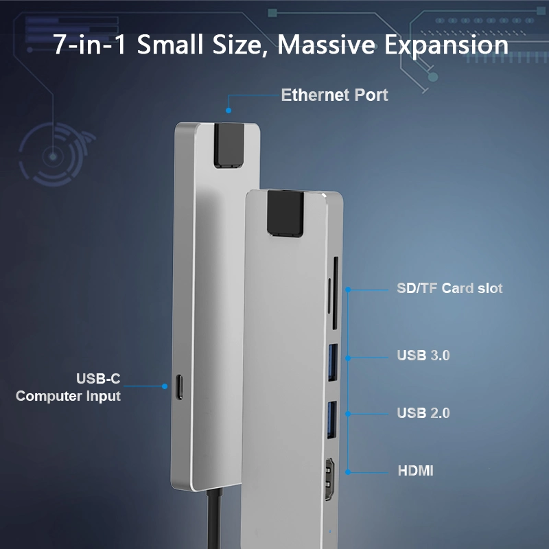 Newest 7 in 1 USB C to Ethernet Adapter Hub with HDMI, 100W Power Delivery and Dual Card Reader