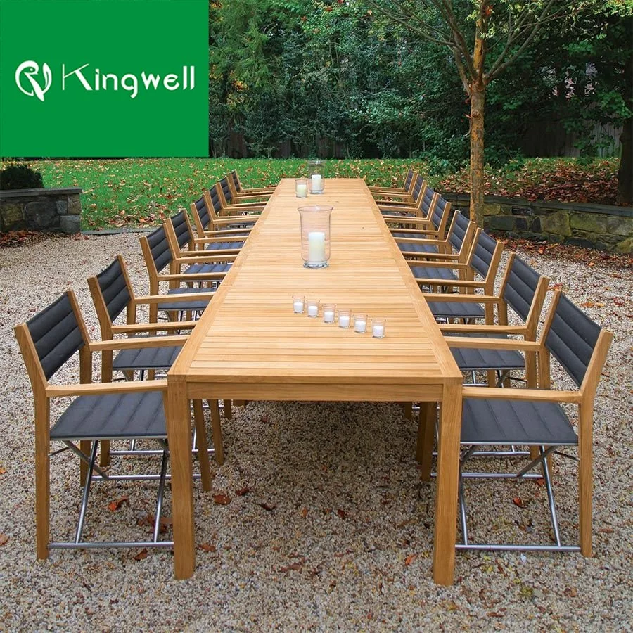 Hochwertige Outdoor Folding Dining Director Stuhl und Teak Holz Tisch-Set Gartenmöbel mit UV-beständig
