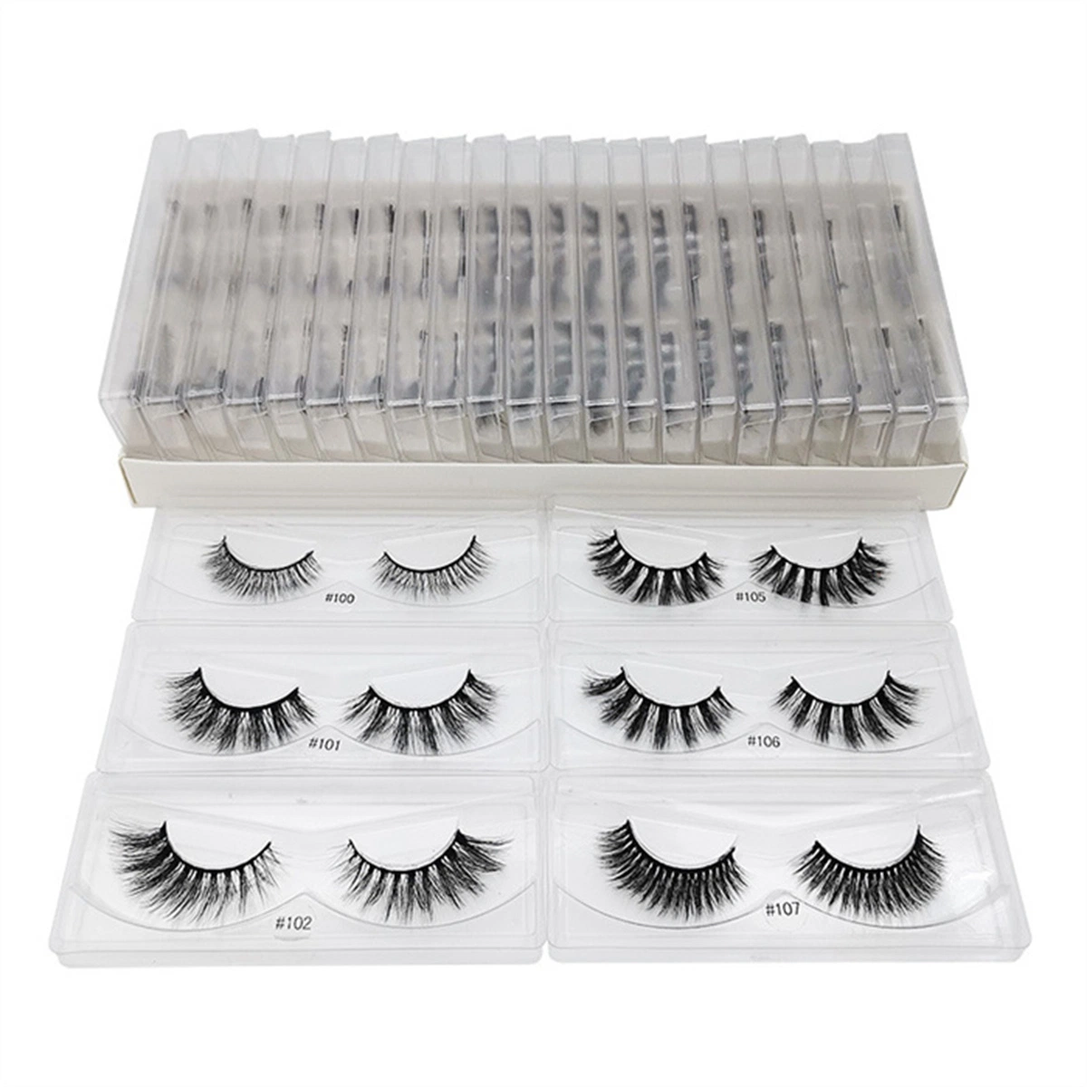 Wholesale Cross-Border Europe 1 Pair Set of Natural Eyelashes Color Bottom Card Imitation Water Mink Fur Thick 3D False Eyelashes