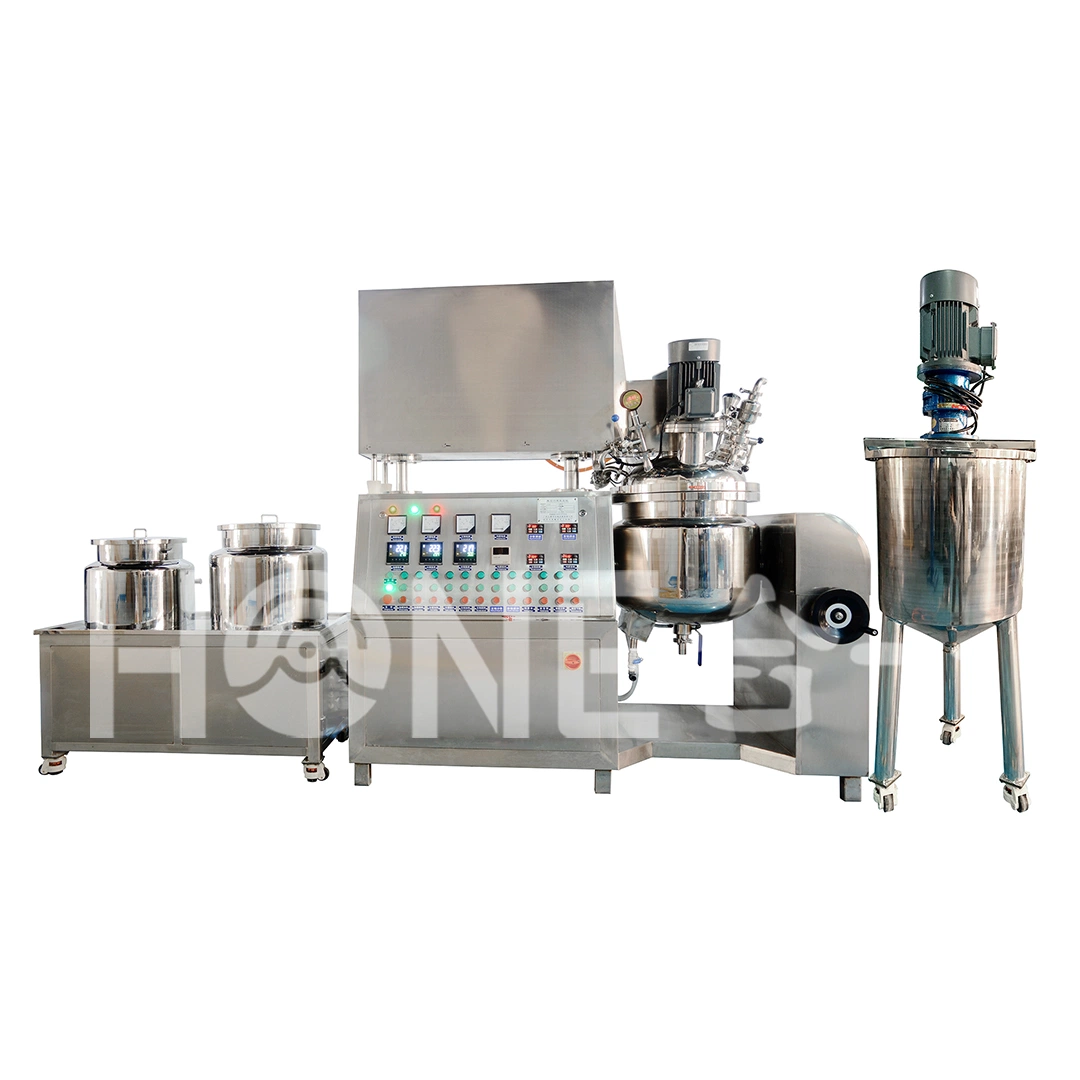 Hone Small Toothpaste Making Machine/ Button Control Hydraulic Lifting Toothpaste Factory Vacuum Emulsifier Powder/Oil/ Water Pot