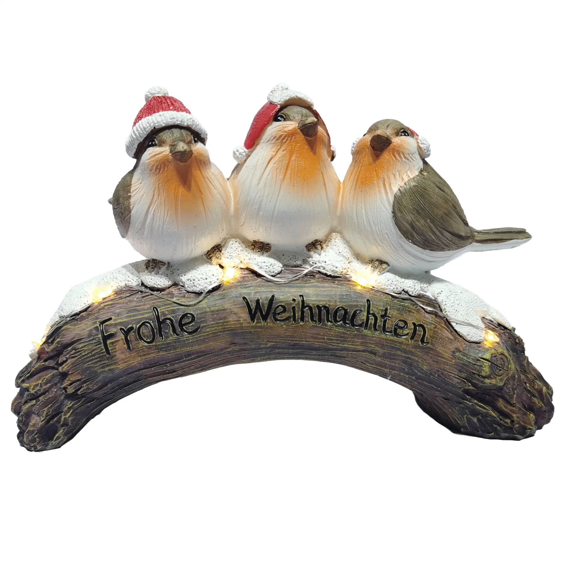 Resin Home Decorations Ocean Resin Figurines Bird with Christmas Hat