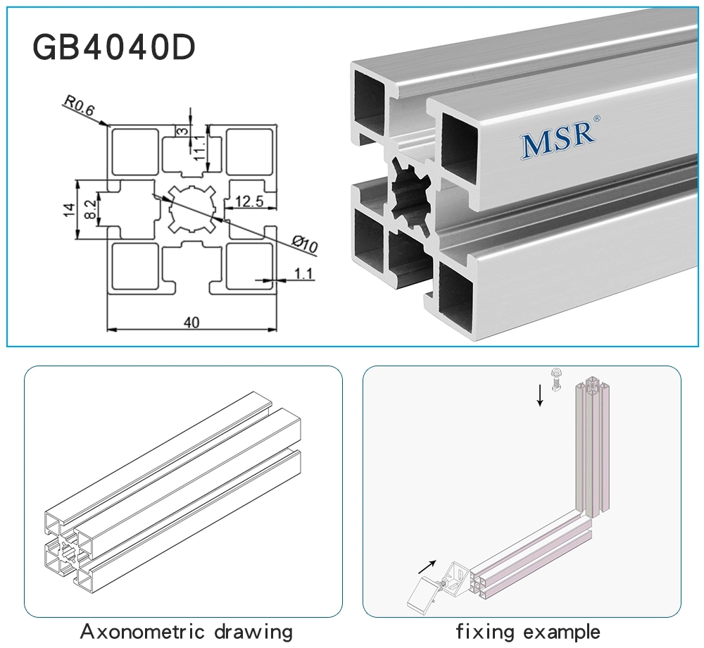 GB4040d 6015 T5 Perfil de perfis extrudados de alumínio de extrusão de alumínio para portas e janelas