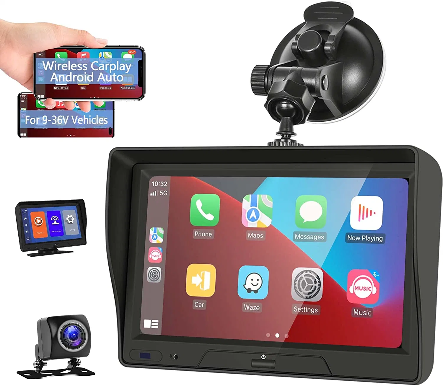 Videograbador de 7" DVR Reversing Monitor Android Auto CarPlay GPS SAT Navigation Cámara de seguridad para el coche 1080p