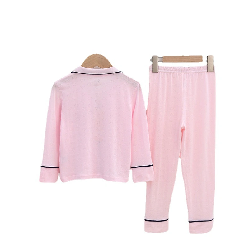 Kinderheim Kleidung, Sommer Revers Langarm Enge Kleidung, mittlere und ältere Kinder Baumwolle Seide Pyjama Set, Sommer Eltern-Kind Unterwäsche Trend