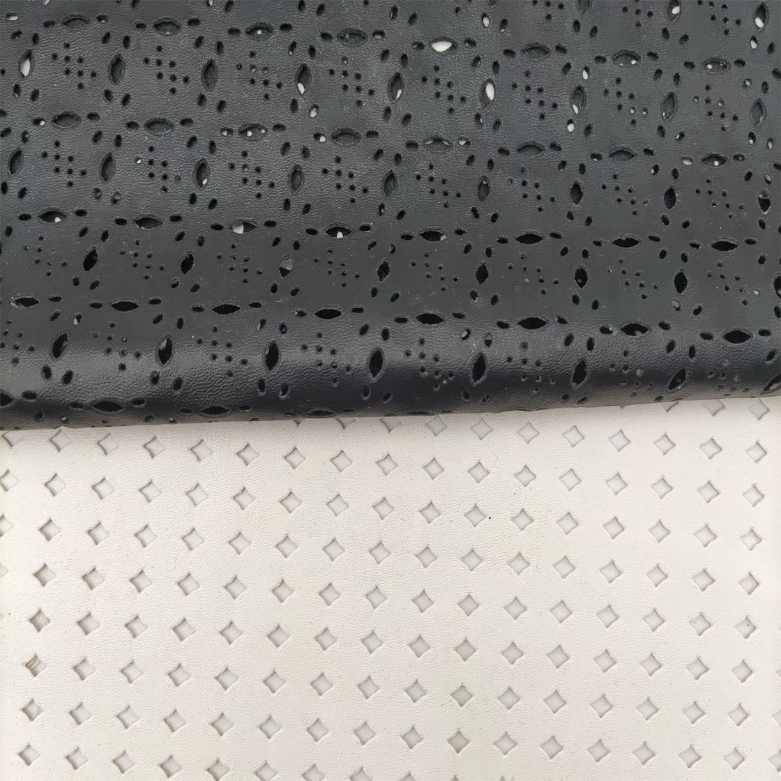 Round Hole Synthetic Microfiber Leather Fabric Perforated PU Leather PVC for Garment