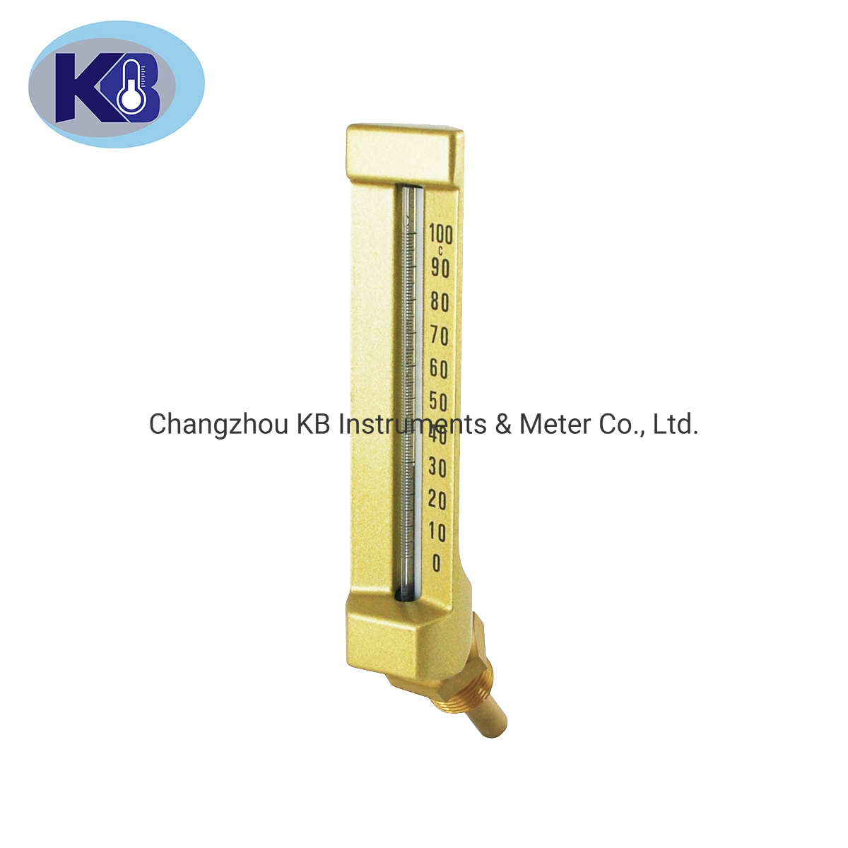 Cheap and High quality/High cost performance  Golden Finish Marine Industrial 90 V Line Industrial Glass Angle Thermometer