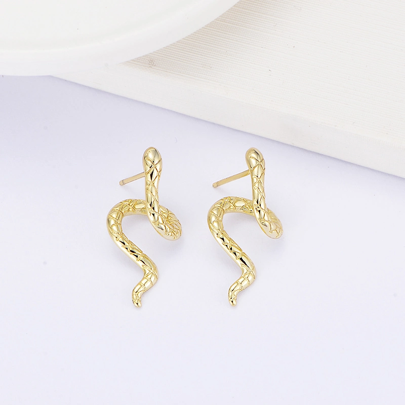 Fashion Trendy Design Brass Gold Plated Personalized Snake Drop Earring for Woman