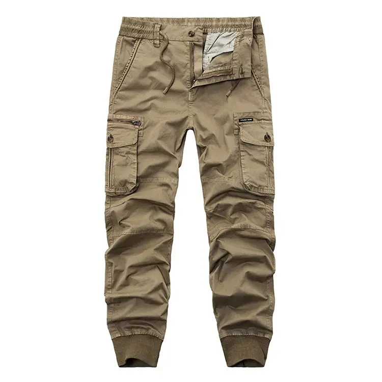 Custom Logo Solid Straight Cargo Pants Fashion Vintage Men's Trousers High quality/High cost performance Multi-Pocket Cargo Pants