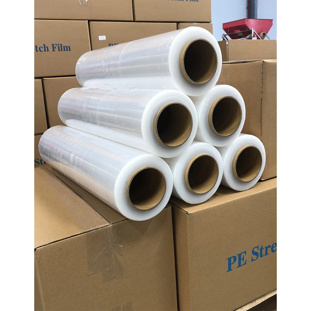 China Manufacturer Low Pric Compostable Plastic LLDPE Black/Transparent Color Hand Pallet Hood Jumbo Wrap PE Stretch Film Roll