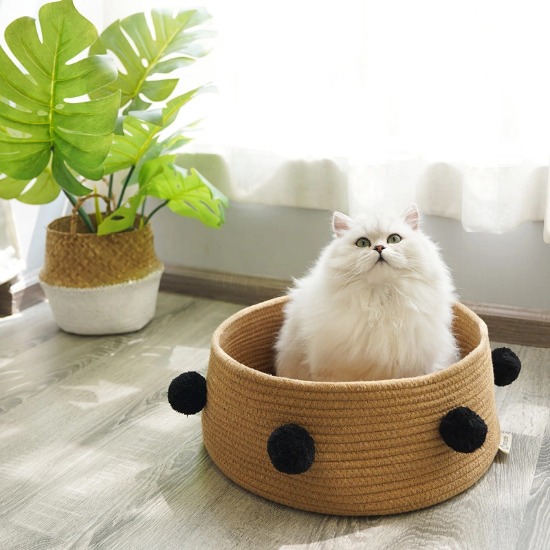 Из тончайшего хлопка веревки в полностью закрытом Pet Cat Nest кровать дом держатель для хранения данных