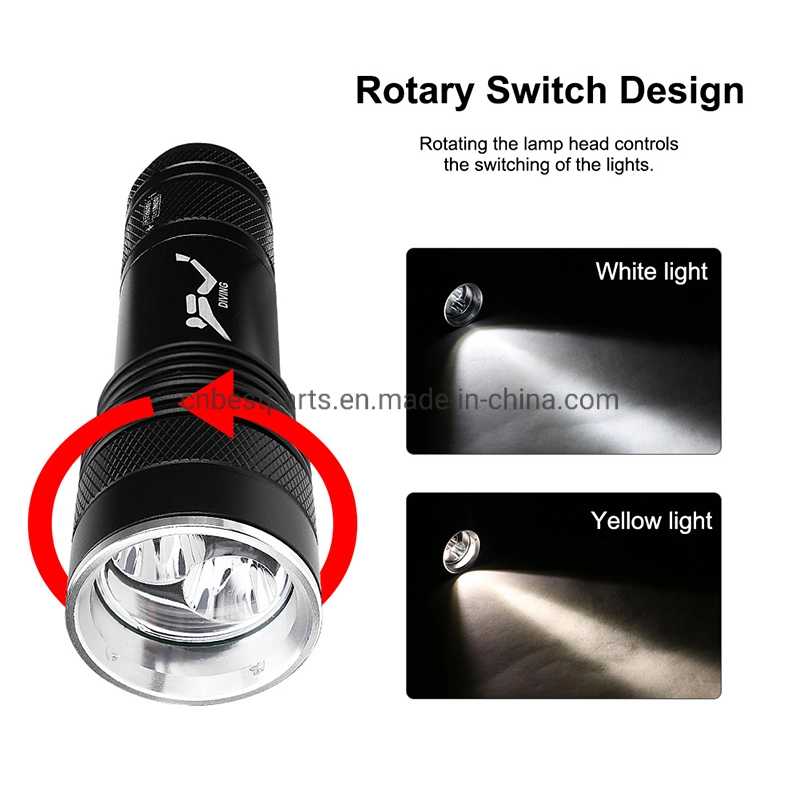 Wholesale/Supplier Quality Underwater Scuba Diving Torch Light Outdoor Waterproof Rechargeable LED Torch Lamp Hot LED Diving Flashlight