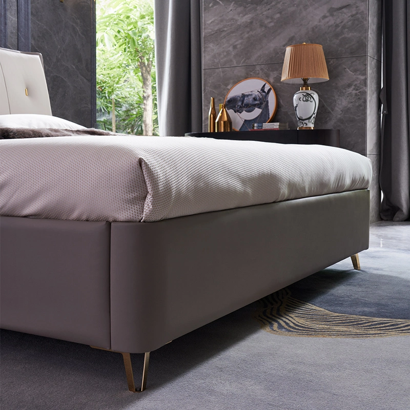 Luxury Steel Bedroom Bed Metal Leather Mattress Bed Modern Bedroom Furniture