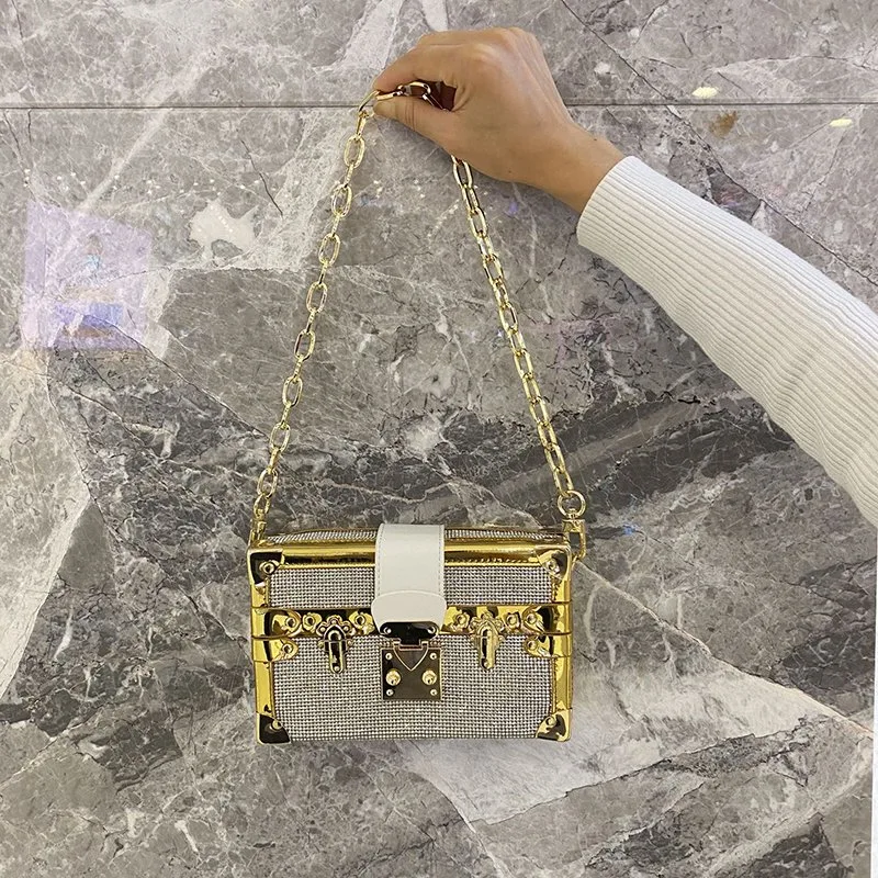 Sh2329 Petite Malle Crossbody Customized Crystal Clutch Luxury Lady Designer Women Handbag Custom Shoulder Bags Diamond Mini Square Small Chain Box Purse Bag