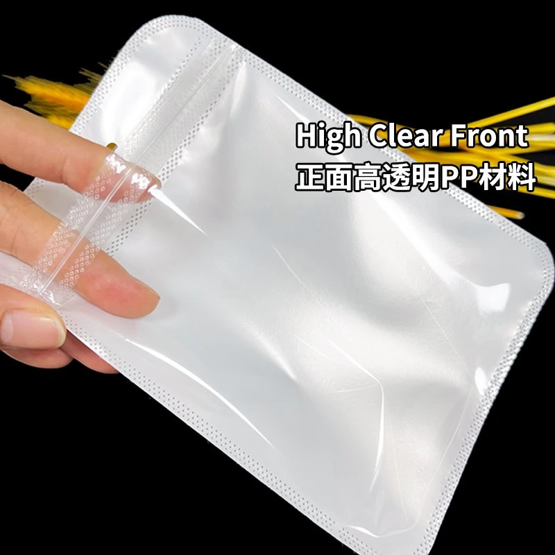 12*15 Square Plastic Bag Clear Zip Pouch White Zipper Bag