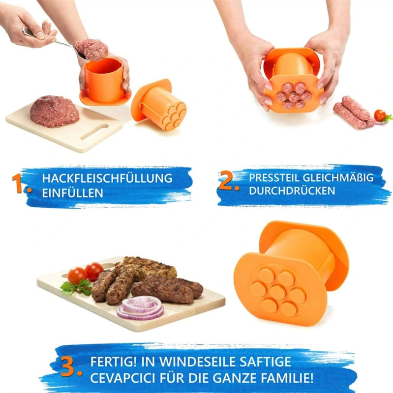 Hotdog Maker Barbecue Grilling Molds Manual Press Homemade Sausage Maker 7 Sausages in One Press Bl15800