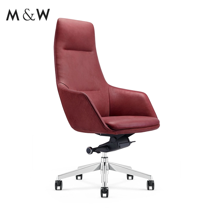 M&W General Manager Office Furniture Genuine Leather Chair Swivel Office Chair with Headrest