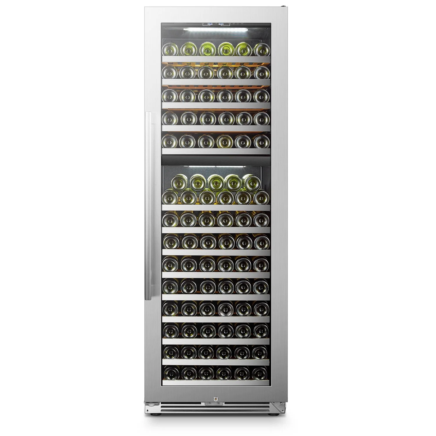 Vino frigorífico zona doble/enfriador de vino y vino frigorífico con Ss frente estantes y luz LED