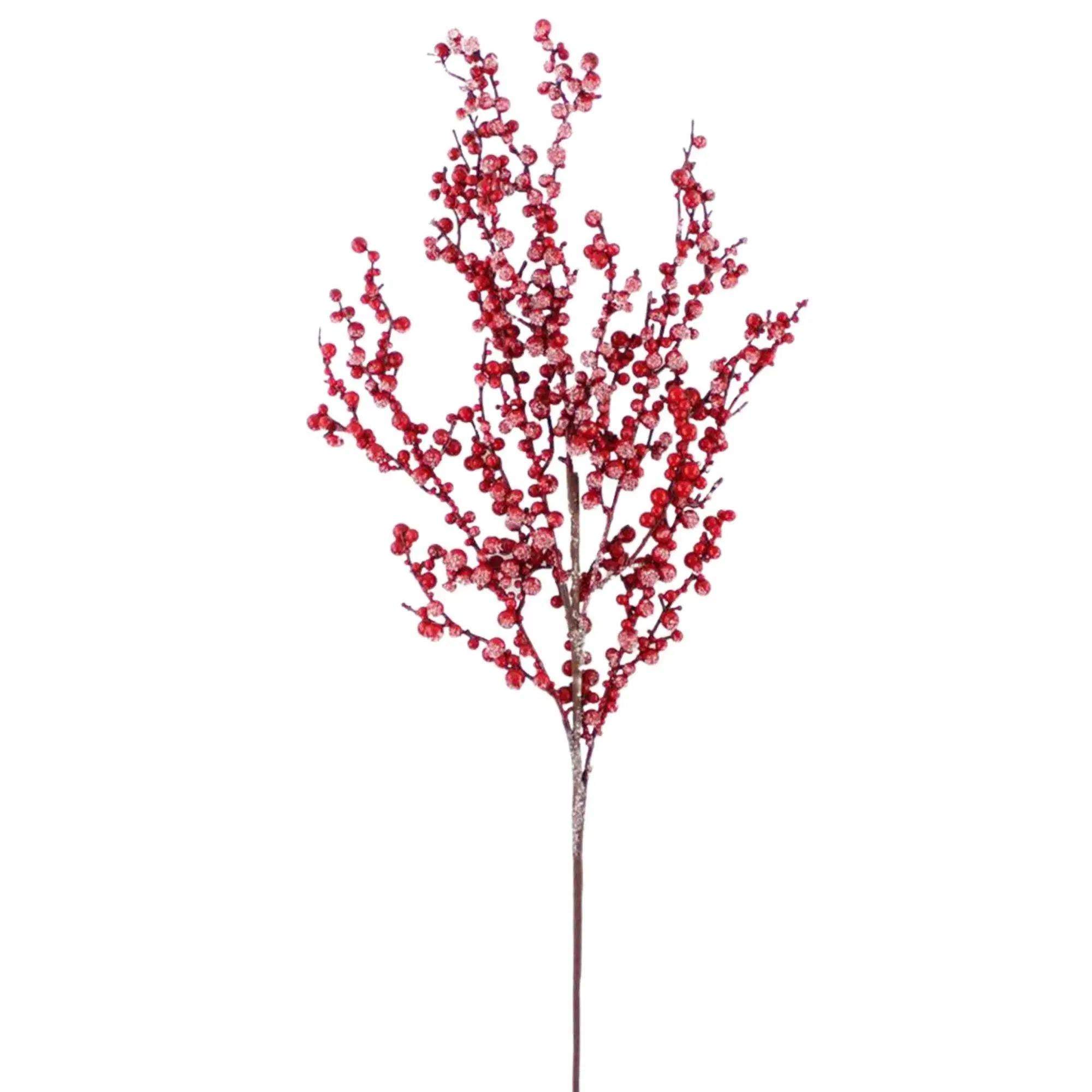 Christmas Decorations Frosted Foam Xmas Red Holly Berries Spray Artificial Christmas Berry Branch
