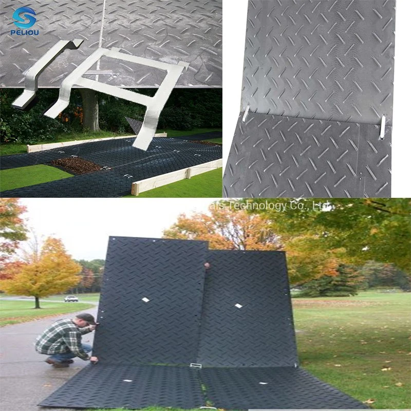 4X8 Feet 1/2 Inch Thickness Portable Wear Resistant Anti Impact Easy Cleaning Plastic Sheet HDPE Temporary Ground Mats for Construction