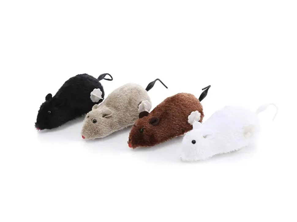 Hot Selling Plush Clockwork Wind up Toy Interactive Fun Cat Toy Mouse