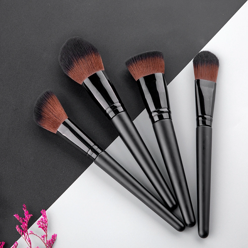 JEU DE 4 PINCEAUX noirs pour maquillage Professional cosmétique poudre pour les yeux Fond de teint lèvre rouge sourcil maquillage Brushes outil de beauté