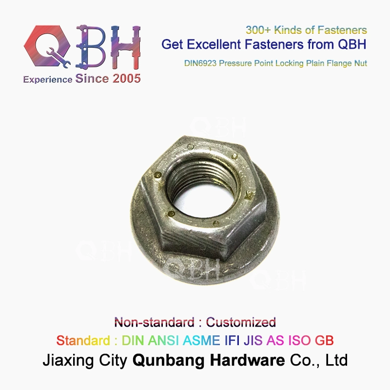 Qbh DIN 6923 Carbon Steel Plain Pressure Point Non-Serrated Hex Flange Nuts Special Fastener Fittings