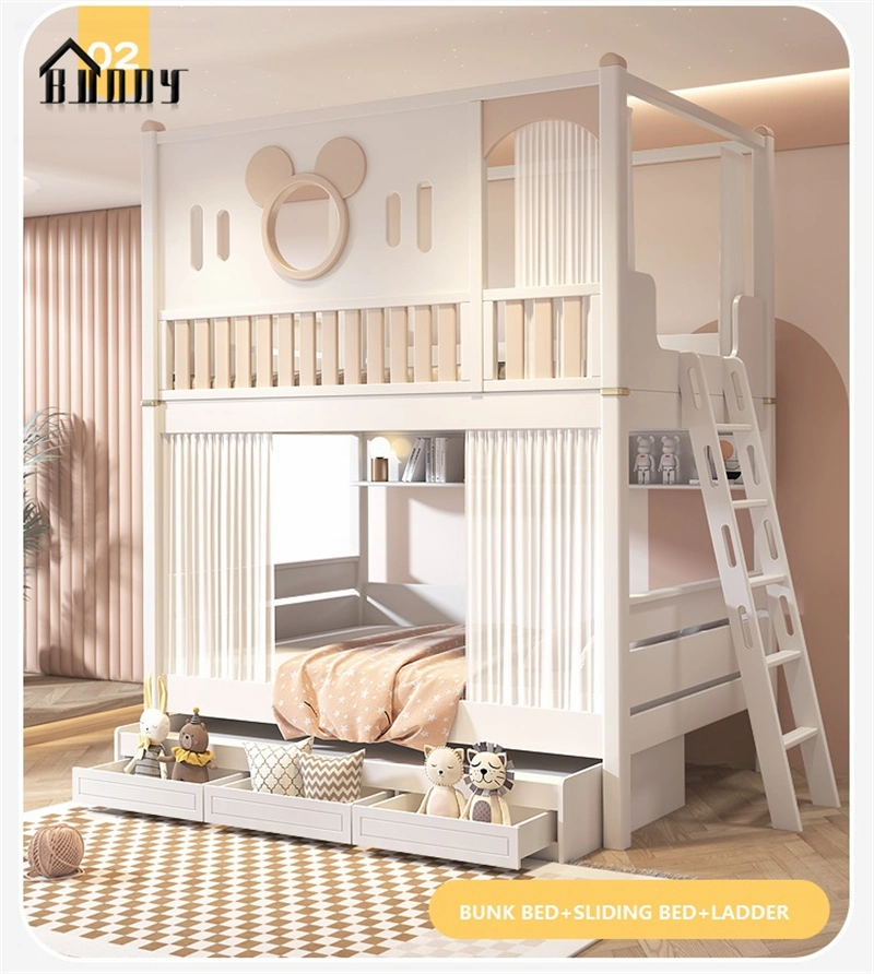 أثاث الأطفال سرير الأطفال السرير بطابقين تم إعداده للغرفة المخصصة للأطفال سرير أطفال خشبي