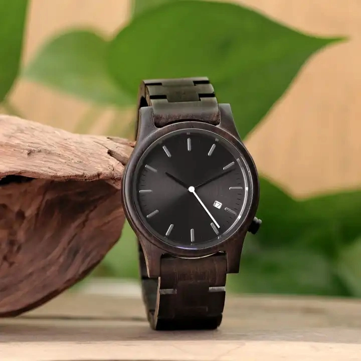 Men Wood Watch Daily Wasserdichte Armbanduhr Quarz Clock Eco Friendly Wood Watch für Männer