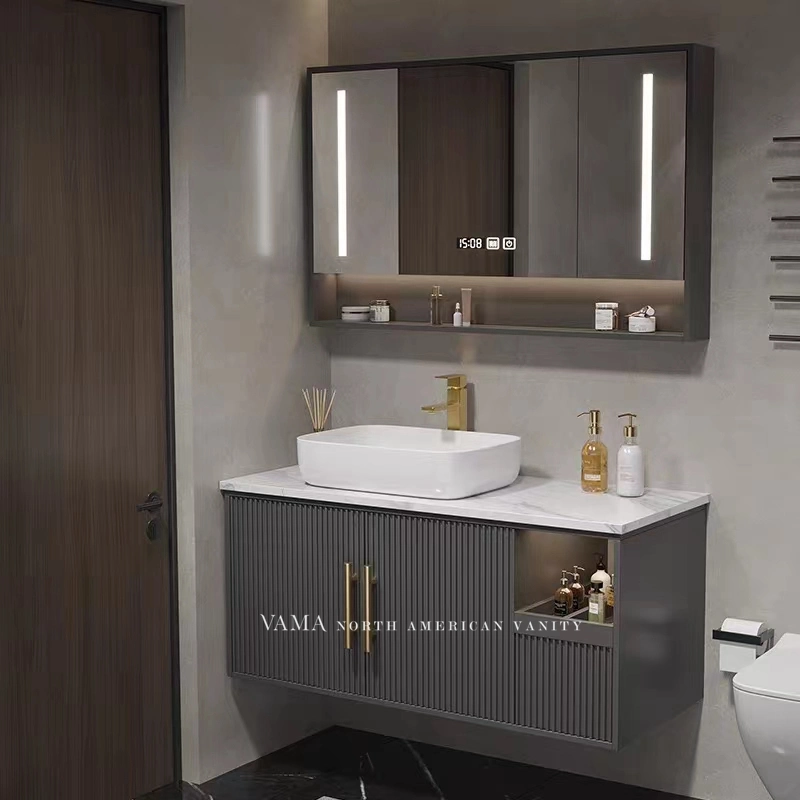 Vama Gris nuevas tendencias Muebles Diseño Abierto Armario de baño flotante Vanidad