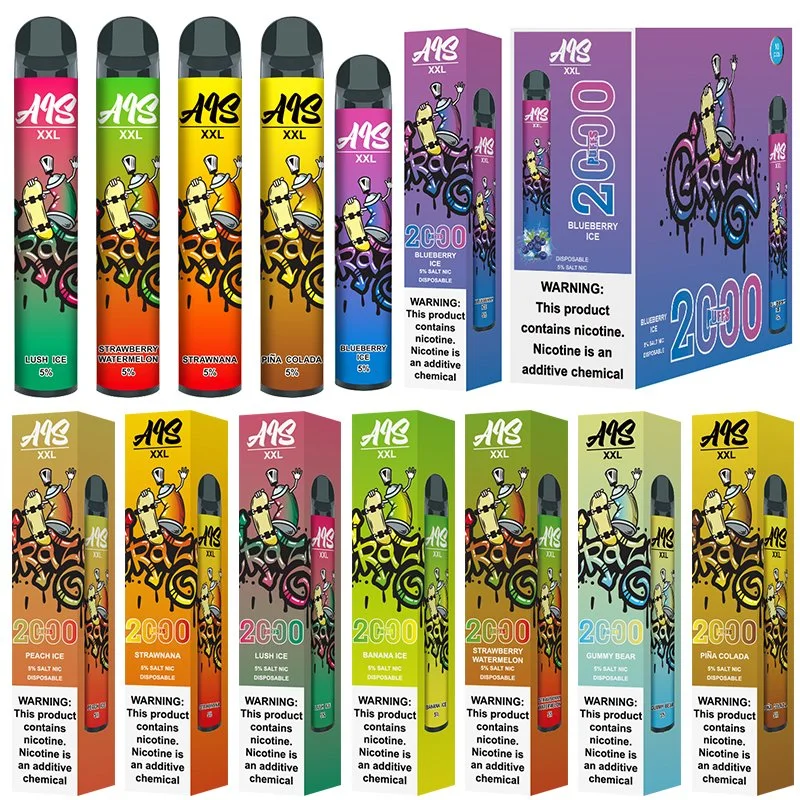 Fábrica suministra bolígrafo vape desechable AIS XXL de 2000 caladas con 6 ml de líquido electrónico y 8 sabores. ¡Vape en oferta con paquete/logo OEM!