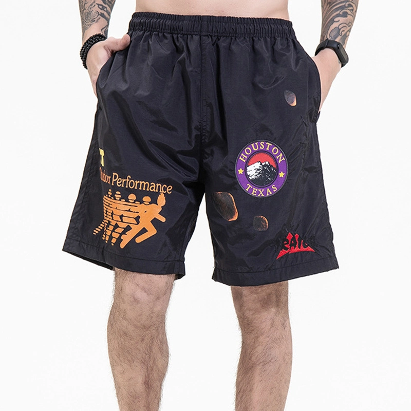 Los hombres cortos personalizados 100% poliéster Elemental de Hip Hop moda interior de malla de nylon flojo pantalones cortos de gimnasio de deportes de verano