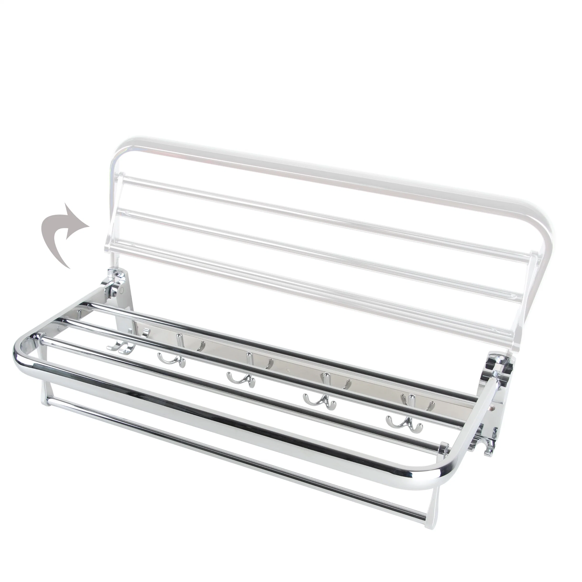 Serviette pliable Rack pour salle de bains, avec une serviette à montage mural des crochets et serviette réglable Bar, 304 Porte-serviettes en acier inoxydable, Chrome