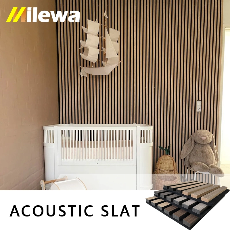 Milwa Eco Friendly Natural Oak Surface Wall Decorative Pet Wood Slat Acoustic Panels with Pet