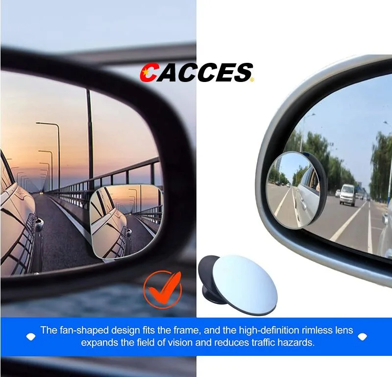 Fábrica Rendimiento de alta calidad/alto costo fácil de observar espejo lateral de coche persiana Spot Mirror 2 PCS de Pack 2 pulgadas Round HD Vidrio sin marco Convex coche Vista trasera Ventilador ajustable