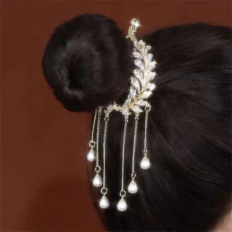 Crystal Rhinestone Tassel Hair Clip for Girl Bride Accessories