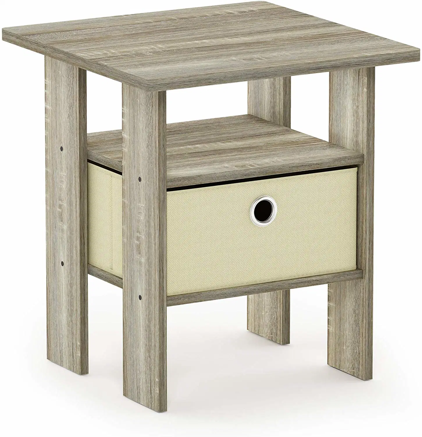 أثاث غرفة نوم جناح Oak NightStand صغير مع درج Bin المصنوع من القماش