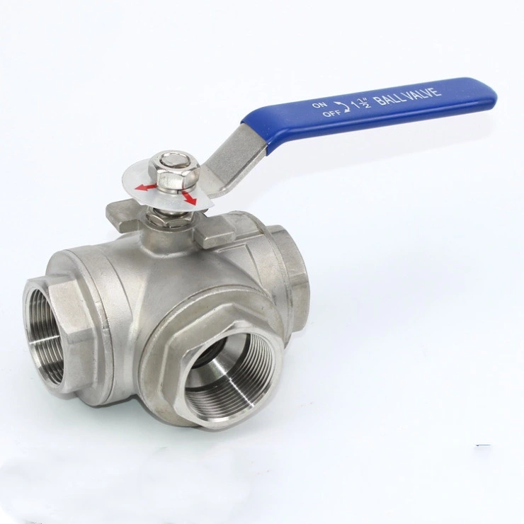 Stainless Steel Pneumatic Flange Tee/Three Way Internal Thread Ball Valve