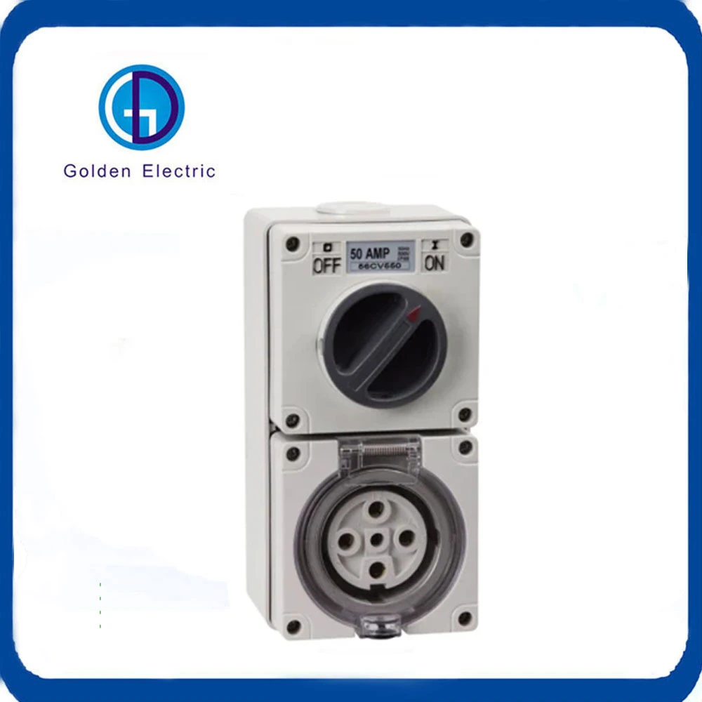 250V 10A 13A 15A Weatherproof Single Phase 3 Flat Pin Combination Switch Socket Industrial Switchgear