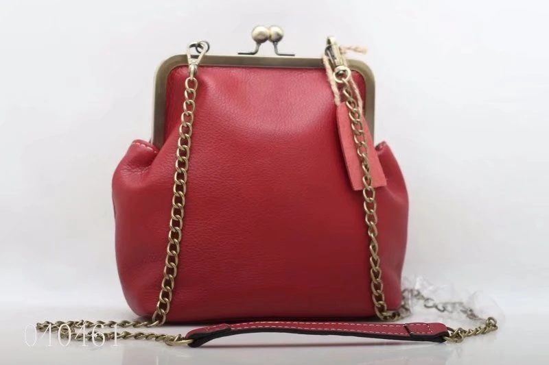 Daily Used Small Metal Clip Leather Bag (F040461)