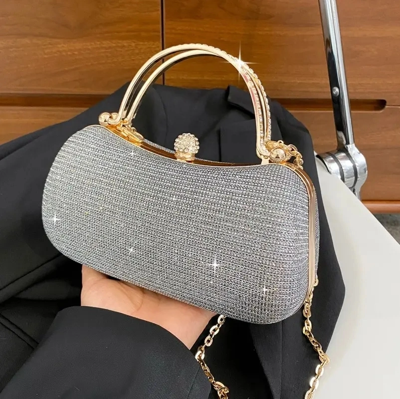New Fashion Glitter Rhinestone Women's Clutch Bags Versatile with Chain Wedding Evening Bags Handbag