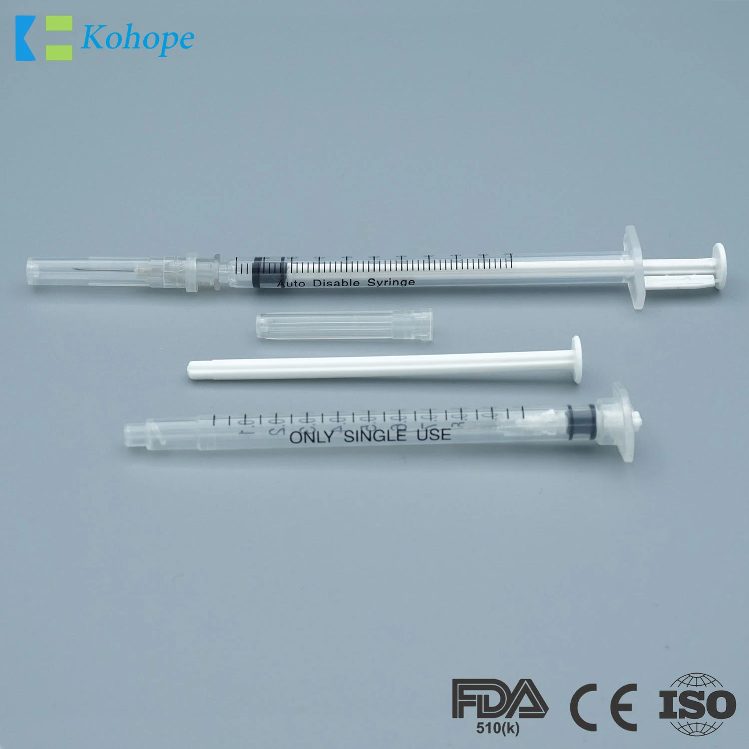 Transparent, White, Customized Color Plunger PP/PC 1ml/3ml/5ml/10ml Painless Vaccine Syringe