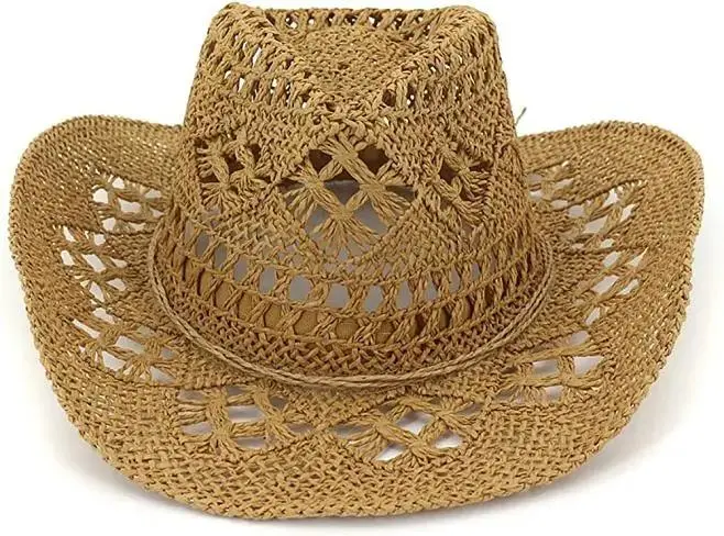 Novo chapéu de casal para exteriores Super cute elegante chapéu de viagem protetor solar Chapéu Chapéu de palha Woven Chapéu de palha Western Cowboy