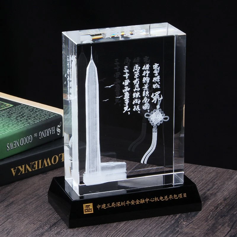 Original Factory Custom Wholesale/Supplier Company Souvenir Crafts Construction Project Building Decoration Crystal Trophy 3D Model